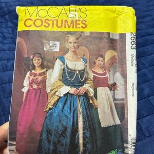 McCalls costumes-uncut -2663-size med medieval costumes- snood and shawl